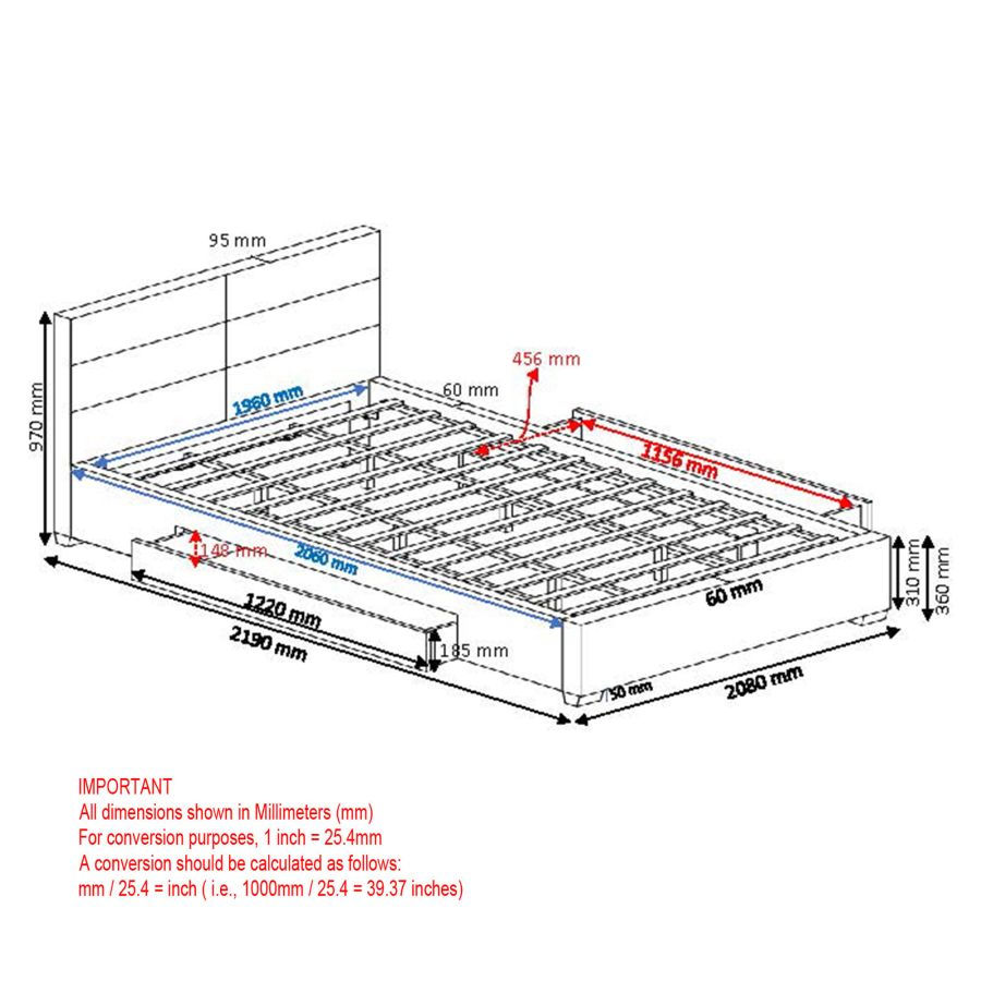 Miniature : Emilio Lit plateforme KING de 78 po avec tiroirs en anthracite