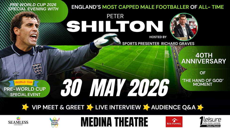 England legend Peter Shilton - live at Medina Theatre for a World Cup special, Isle of Wight - May 30th 2026.