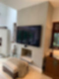 Polished cement fireplace