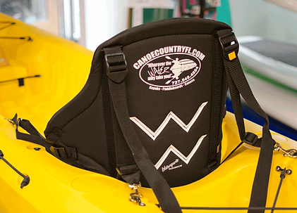 High Back clip in seat attached to yellow kayak.