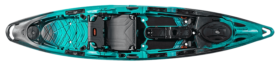 Top down view of Old Town Sportsman Bigwater 132 in Photic: Teal and black
