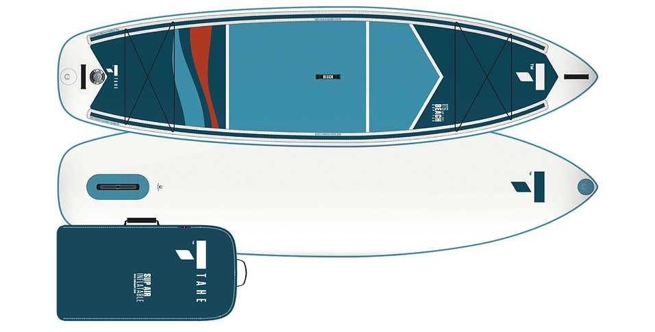 Top down view of Tahe Beach 11'6 Sup Yak inflatable board