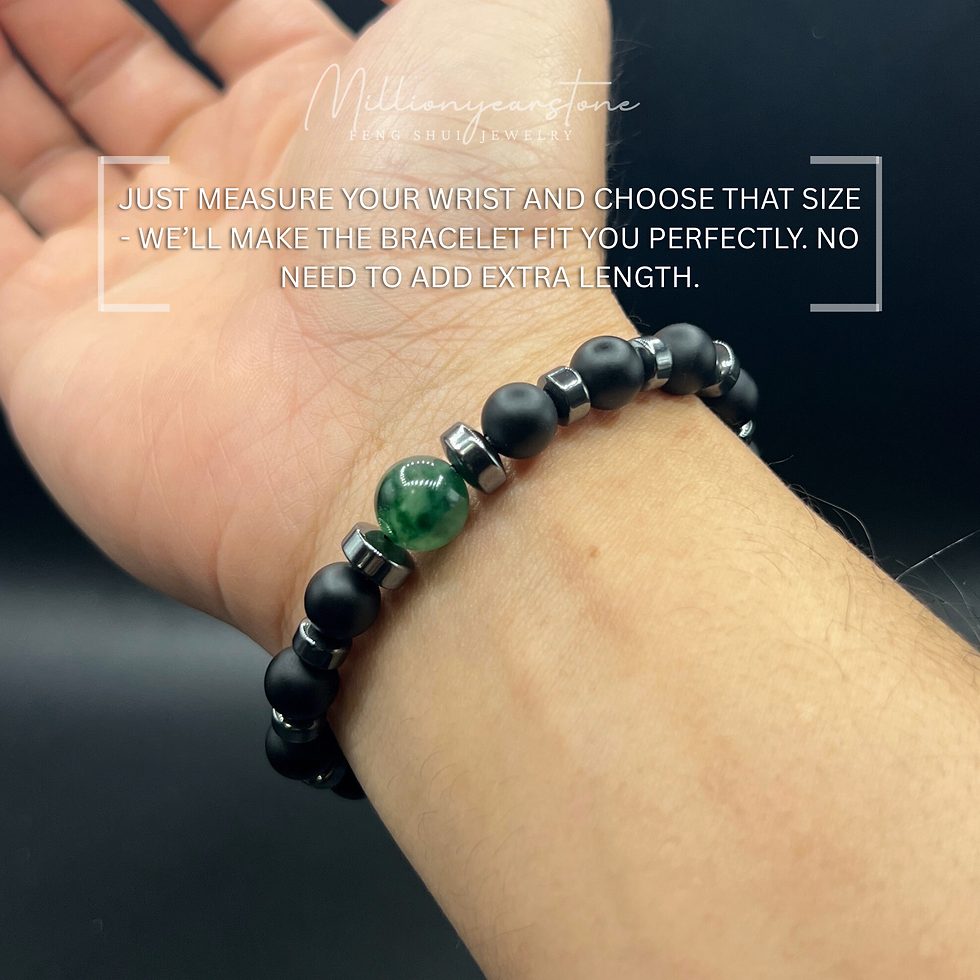 Thumbnail: Black Stone Bracelet with Vietnam Green Jade, Hematite Accents, 8mm