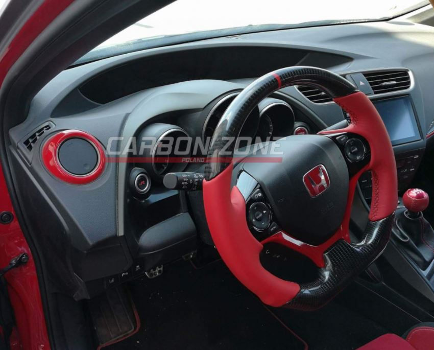 Thumbnail: CarbonZone - FK2 Carbon Steering Wheel - RED Leather - V1