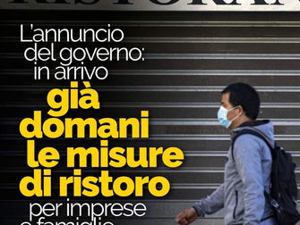 Lotta al virus: dal Governo subito 5 miliardi per le misure di ristoro