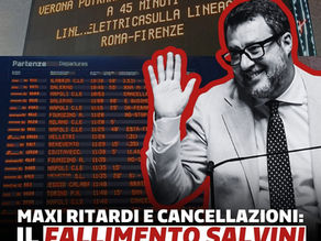 Maxi ritardi e cancellazioni: il fallimento Salvini si abbatte sull’Italia