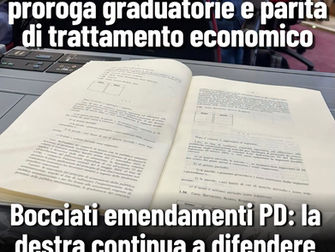 Abolizione taglia idonei, proroga graduatorie e parità di trattamento economico: bocciati emendamenti PD, la destra continua a difendere le ingiustizie