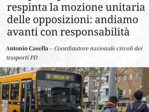 Grazie ad Antonio Casella e a tutto il Coordinamento Nazionale dei Circoli della mobilità del PD: portiamo avanti la battaglia a sostegno del trasporto pubblico locale