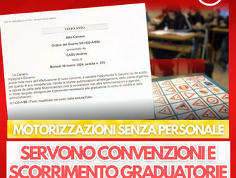 Motorizzazione senza personale: servono convenzioni e scorrimento graduatorie