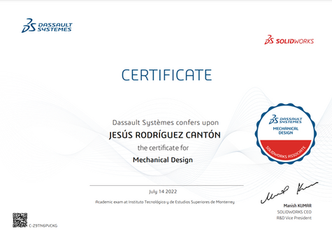 SolidWorks CAD Certificate