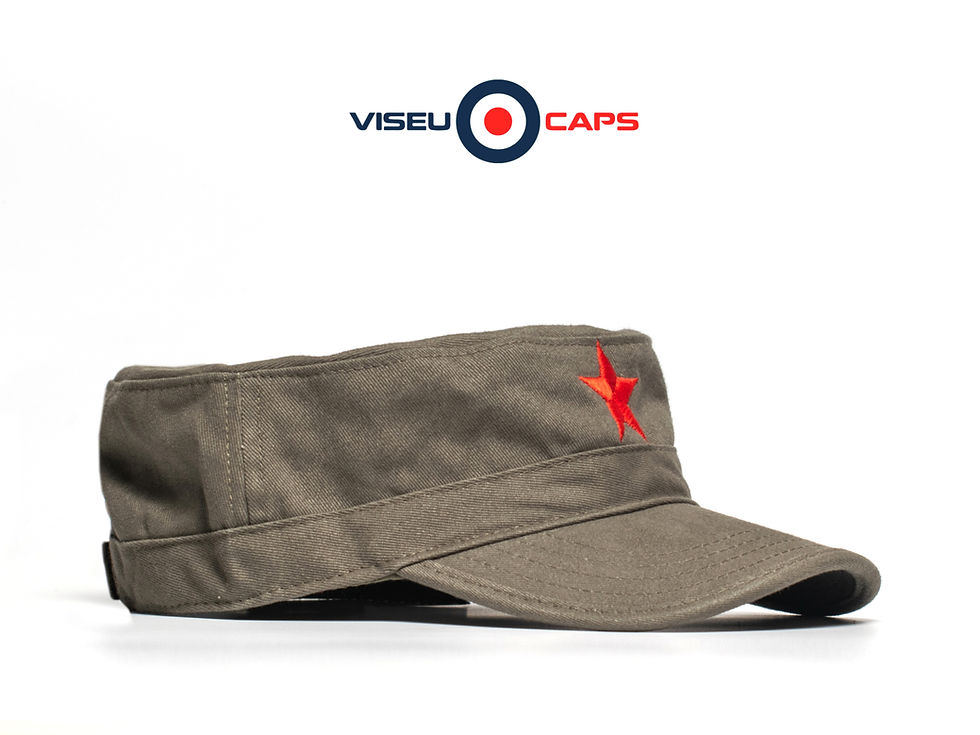 Miniatura: Boné Comandante Viseucaps, Modelo Tank 100% algodão em cor verde oliva.