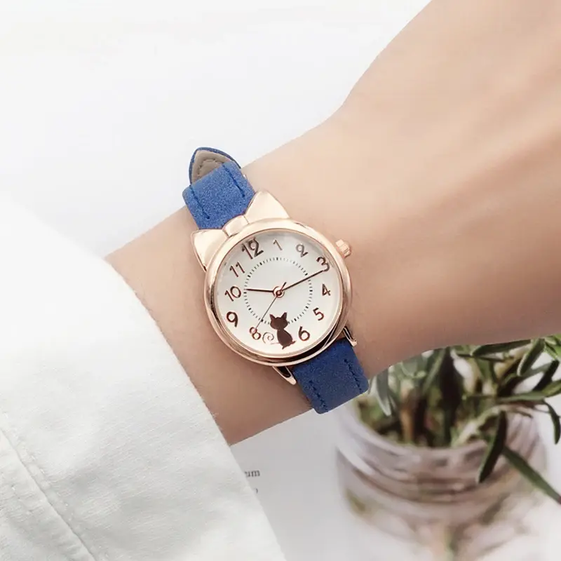 Miniaturbild: Reloj infantil UTHAI CQ04 con diseño de gato, multicolor, de cuarzo, para niñas.