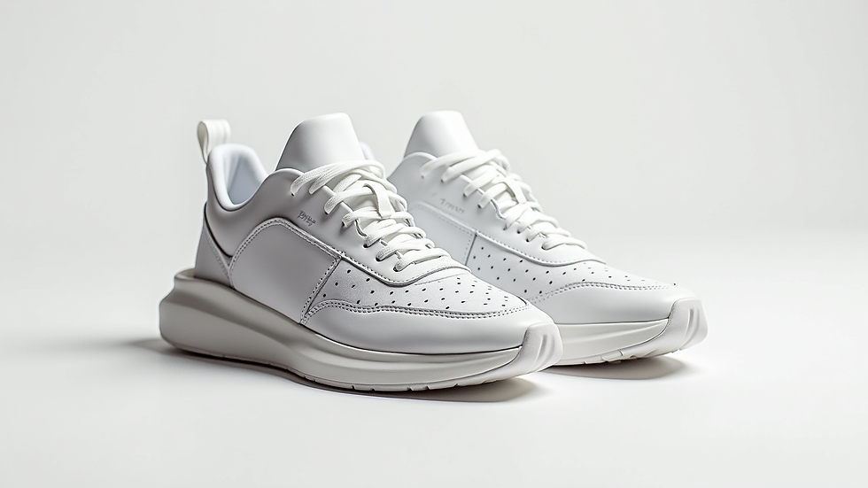 Close-up view of luxury sneakers on a white background