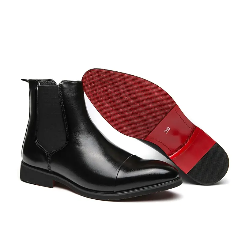 Thumbnail: Chelsea Boots for Men Red Sole Pu Ankle Business Round Toe Slip-On