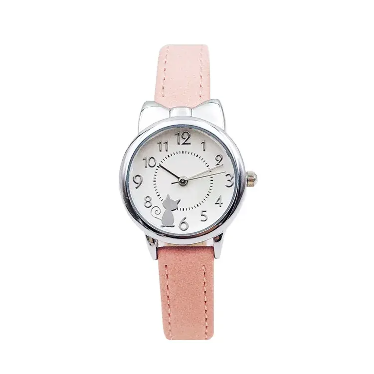 الصورة المصغرة: Reloj infantil UTHAI CQ04 con diseño de gato, multicolor, de cuarzo, para niñas.