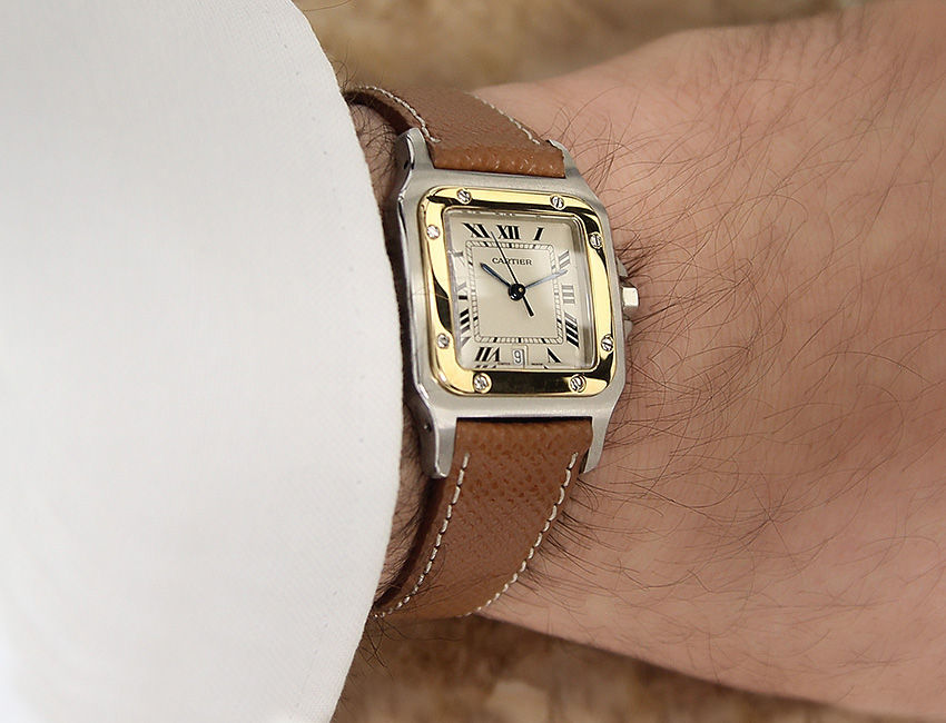 Thumbnail: Cartier Santos Galbe 18k Gold Men's Watch