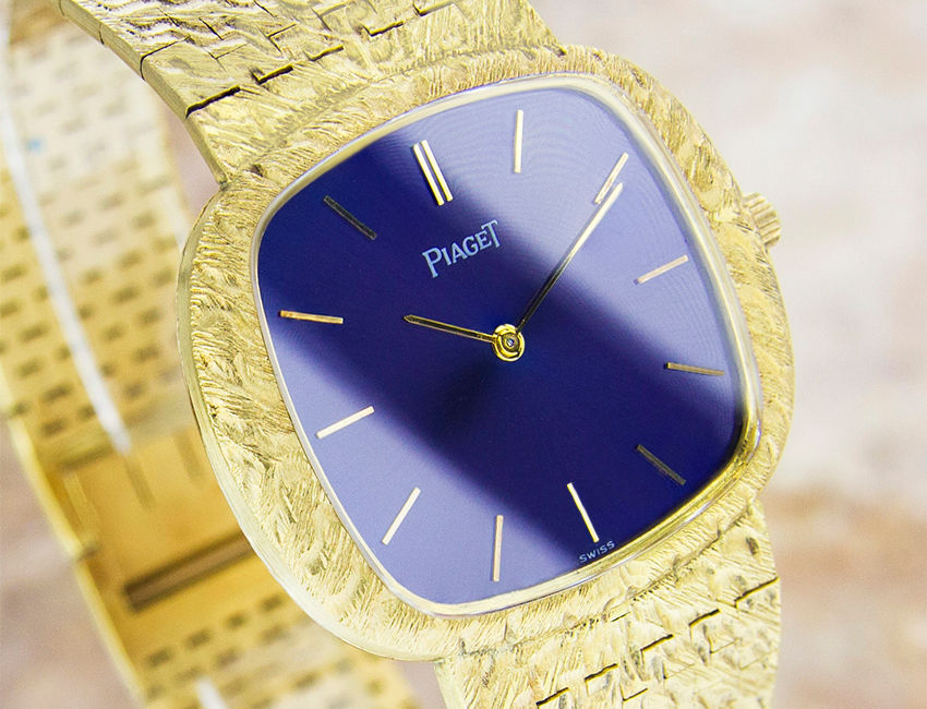 Thumbnail: Piaget 95143 18k Gold Men's Watch - Blue Dial
