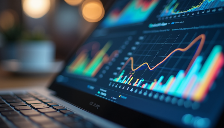 Close-up view of a laptop screen showing UX research data visualization