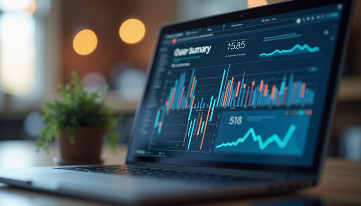 Close-up view of a researcher reviewing AI-generated UX research summary on a laptop