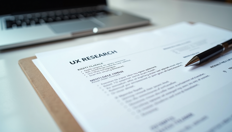 Close-up of a well-organized UX research resume with clear sections and bullet points