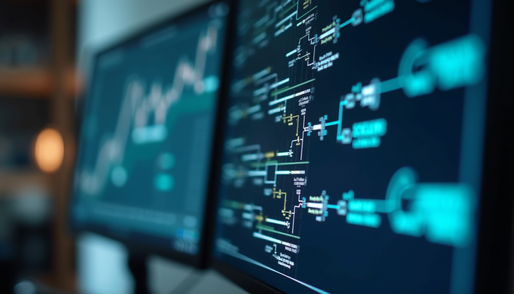 Eye-level view of a digital tree structure diagram on a computer screen