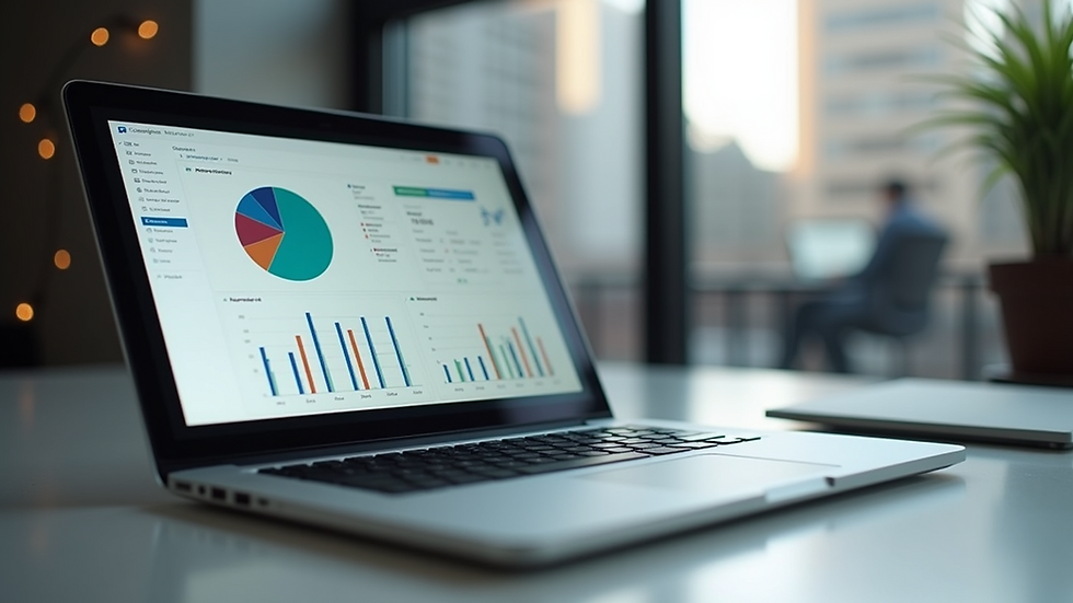Eye-level view of a laptop displaying a UX research dashboard