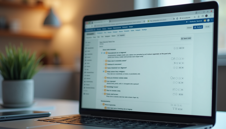 Eye-level view of a laptop screen showing a UX research survey form