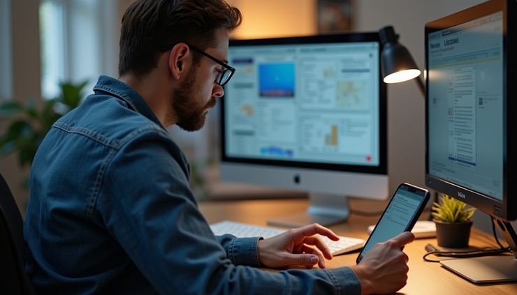 Eye-level view of a user interacting with a touchscreen device in a usability test setting