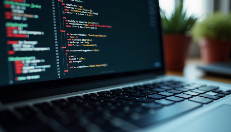 Eye-level view of a laptop screen showing Python code calculating confidence intervals for UX data