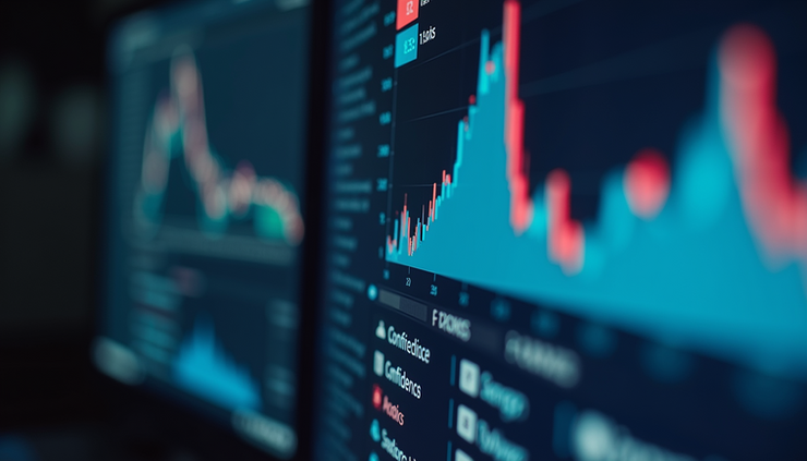 Close-up view of a computer screen showing AI-generated confidence scores