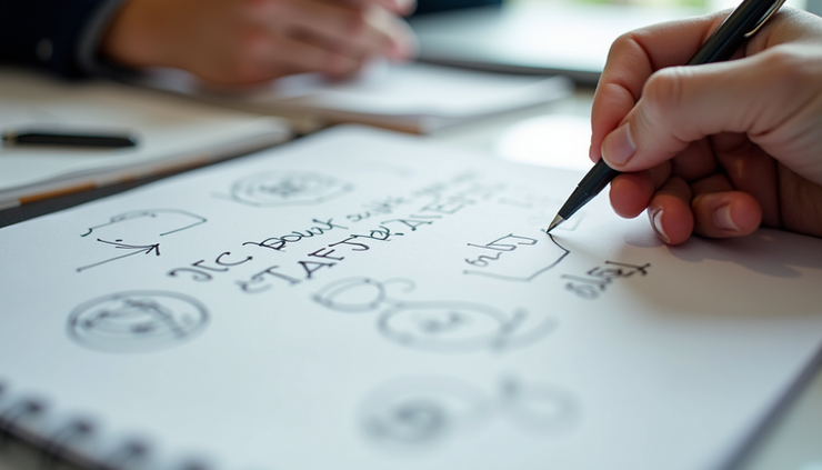 Close-up view of detailed notes and sketches from a contextual inquiry session