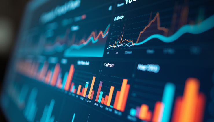 Eye-level view of a website analytics dashboard showing user engagement graphs