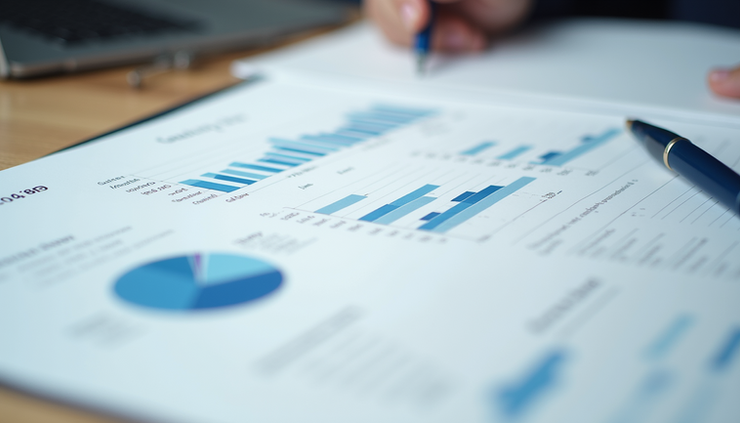 Close-up view of a printed usability testing report with charts and notes