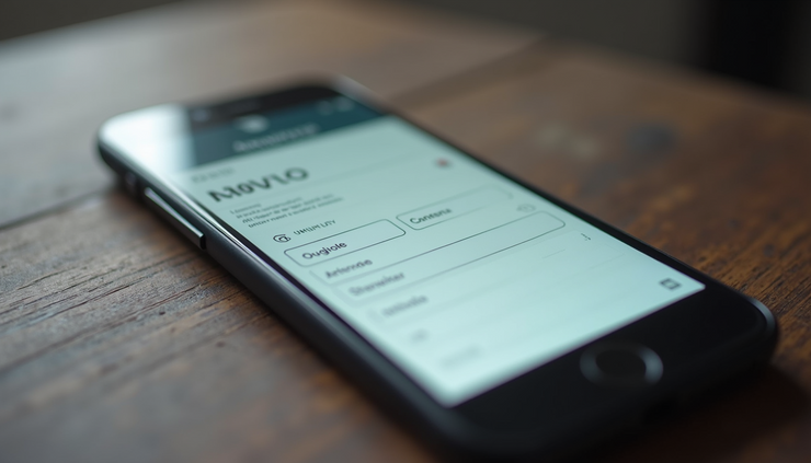 High angle view of a smartphone displaying a UX research job application form