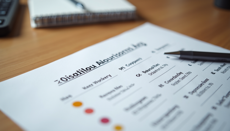 Close-up view of a printed usability testing moderation guide template on a desk with a pen