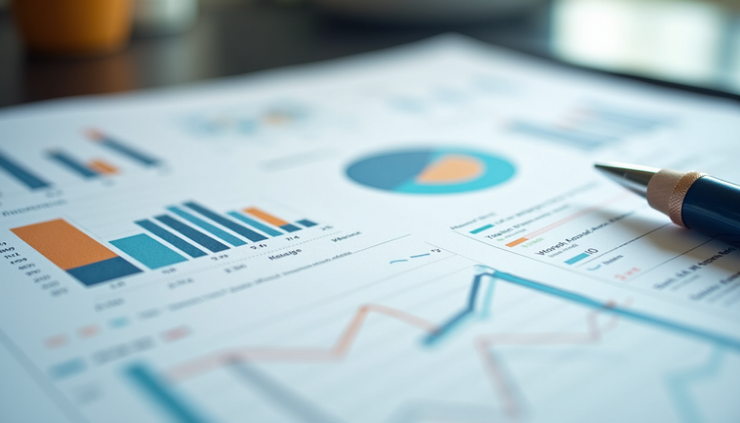 Close-up view of a UX research report with charts and notes