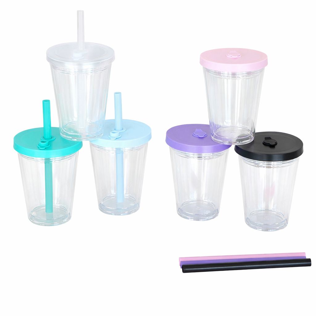 Glitter cup tumblers w/ smoothie straw 