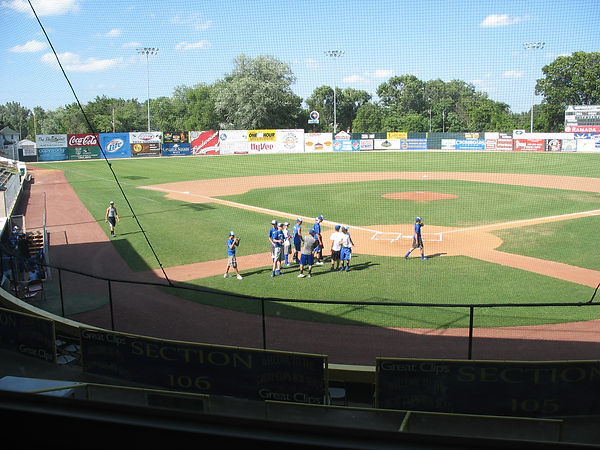 Anamosa baseball at Riverfront Stadium  Waterloo. Pregame