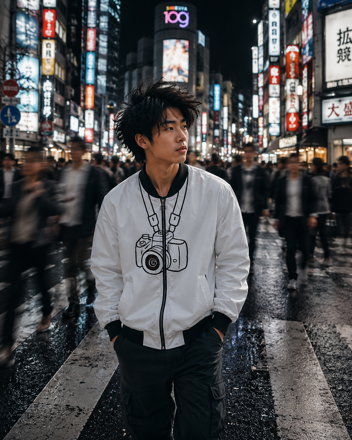 Camera Graphic Bomber Jacket — "Not Everyone's Cuppa" Photography Jacket
