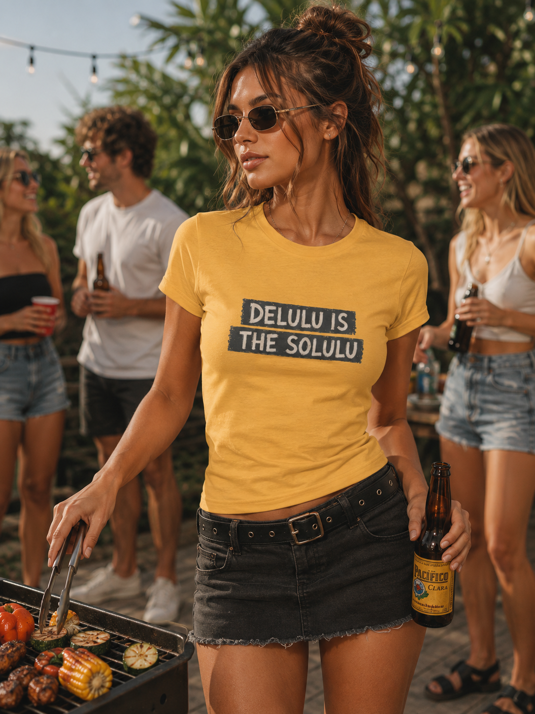 Delulu Is The Solulu Fitted Graphic T-Shirt