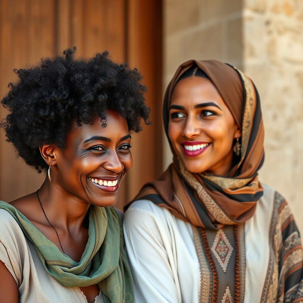 In conversation an African-American woman and an Egyptian woman