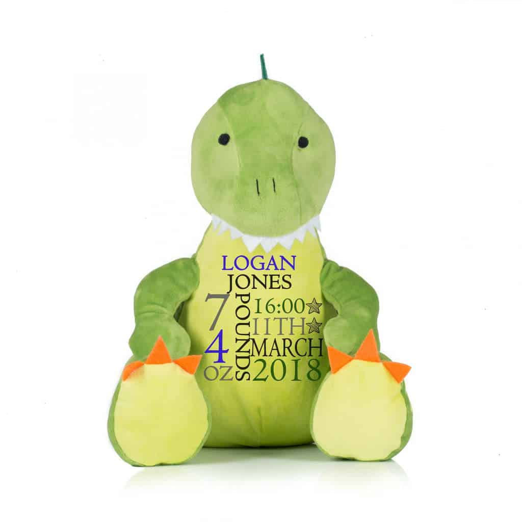 Personalised Birth Announcement Dinosaur Soft Toy