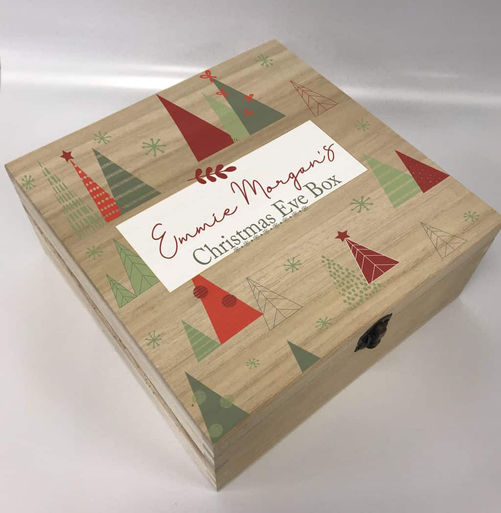 Personalised Christmas Tree Deep Wooden Box