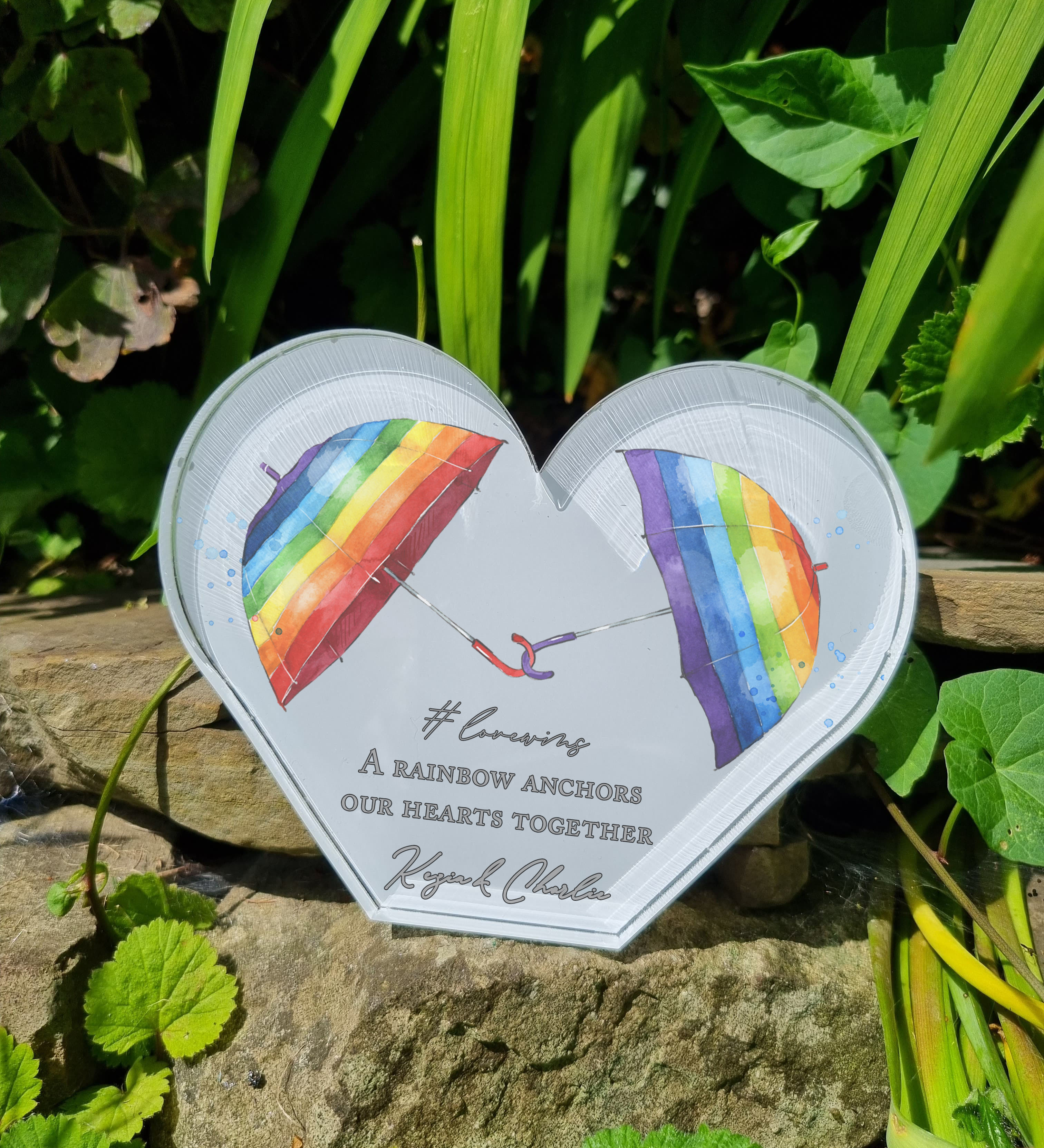 Personalised Pride Umbrella Freestanding Clear Heart