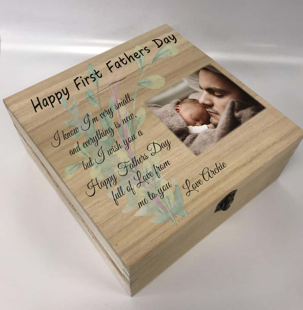 Personalised First Fathers Day Deep Wooden Box
