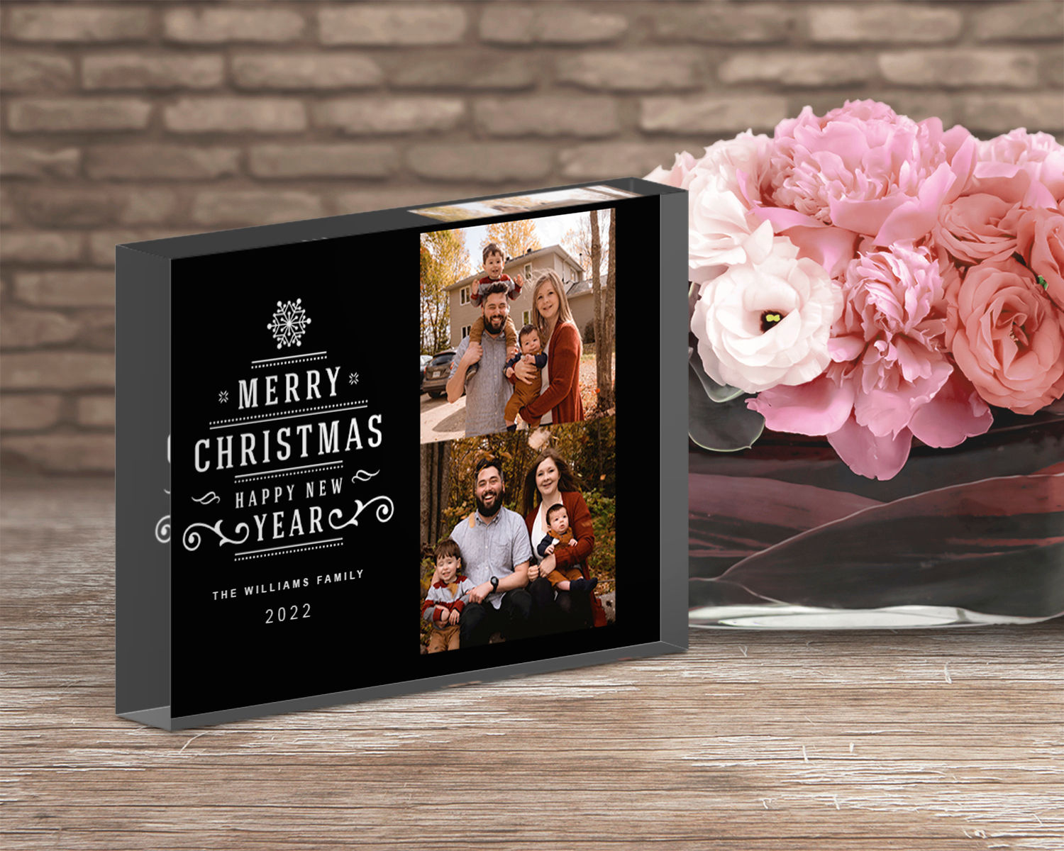 Merry Christmas Family Photo Block