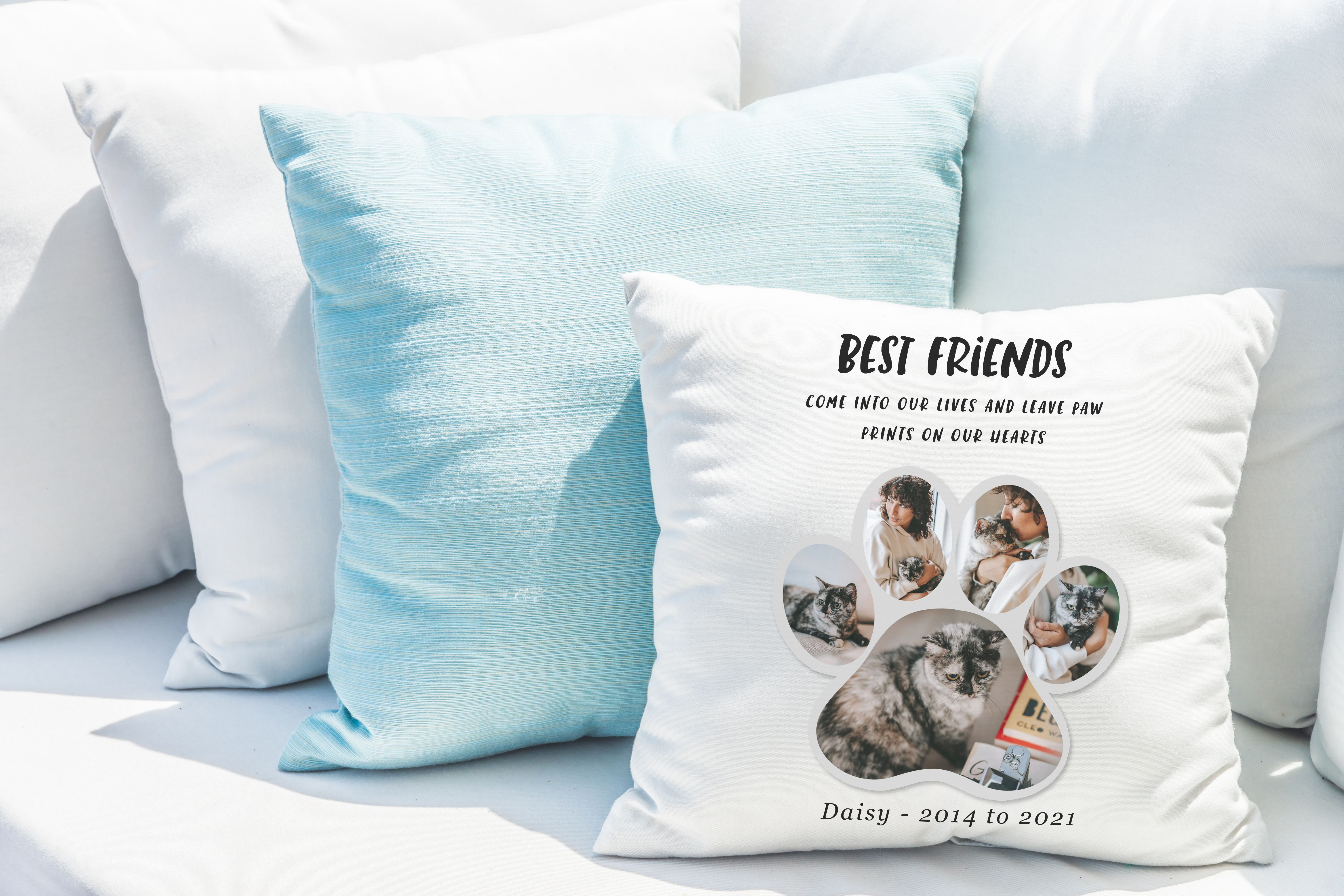 Best Friends Paw Print Photo Collage Cushion