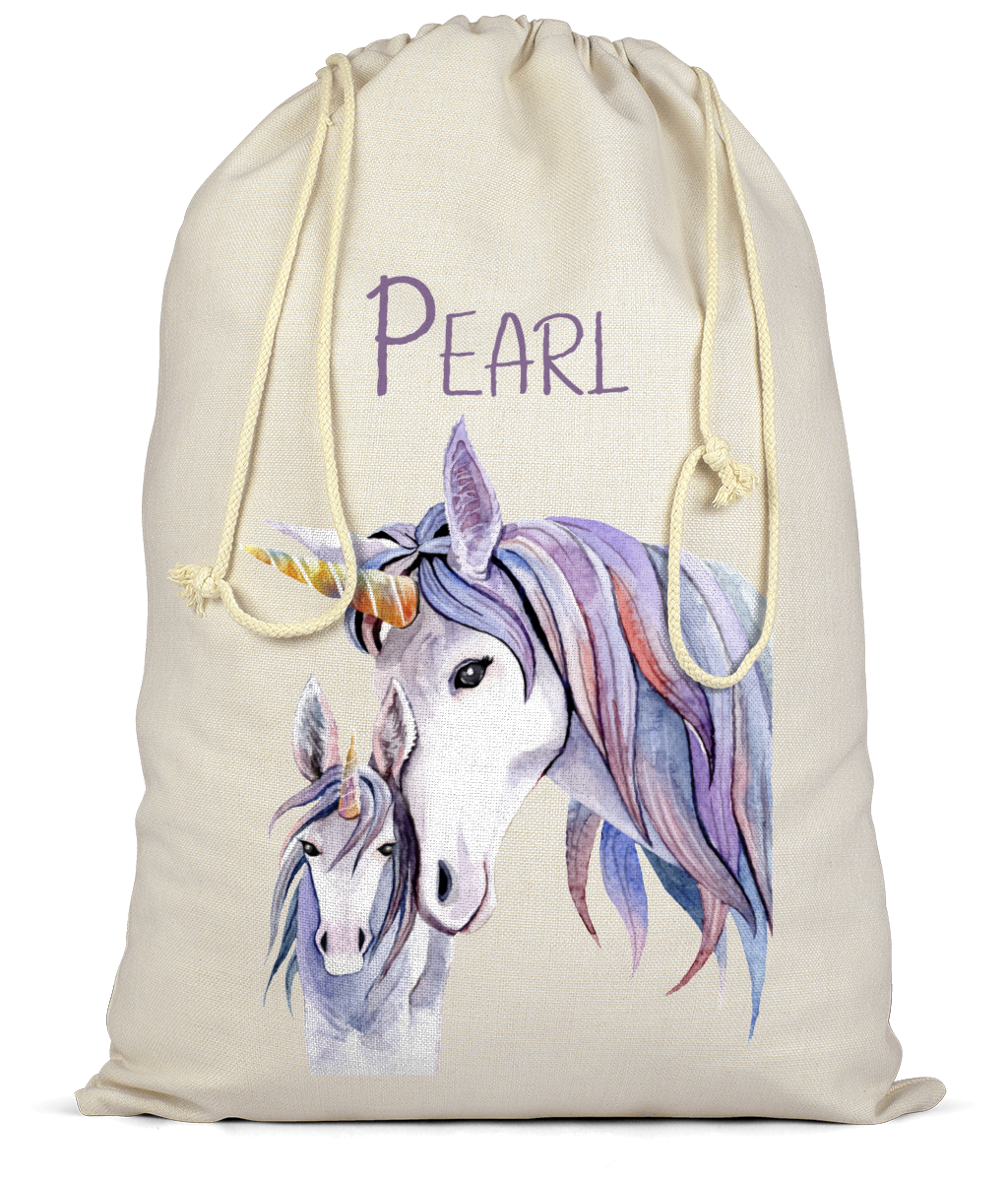 Unicorn Watercolour Personalised Sack