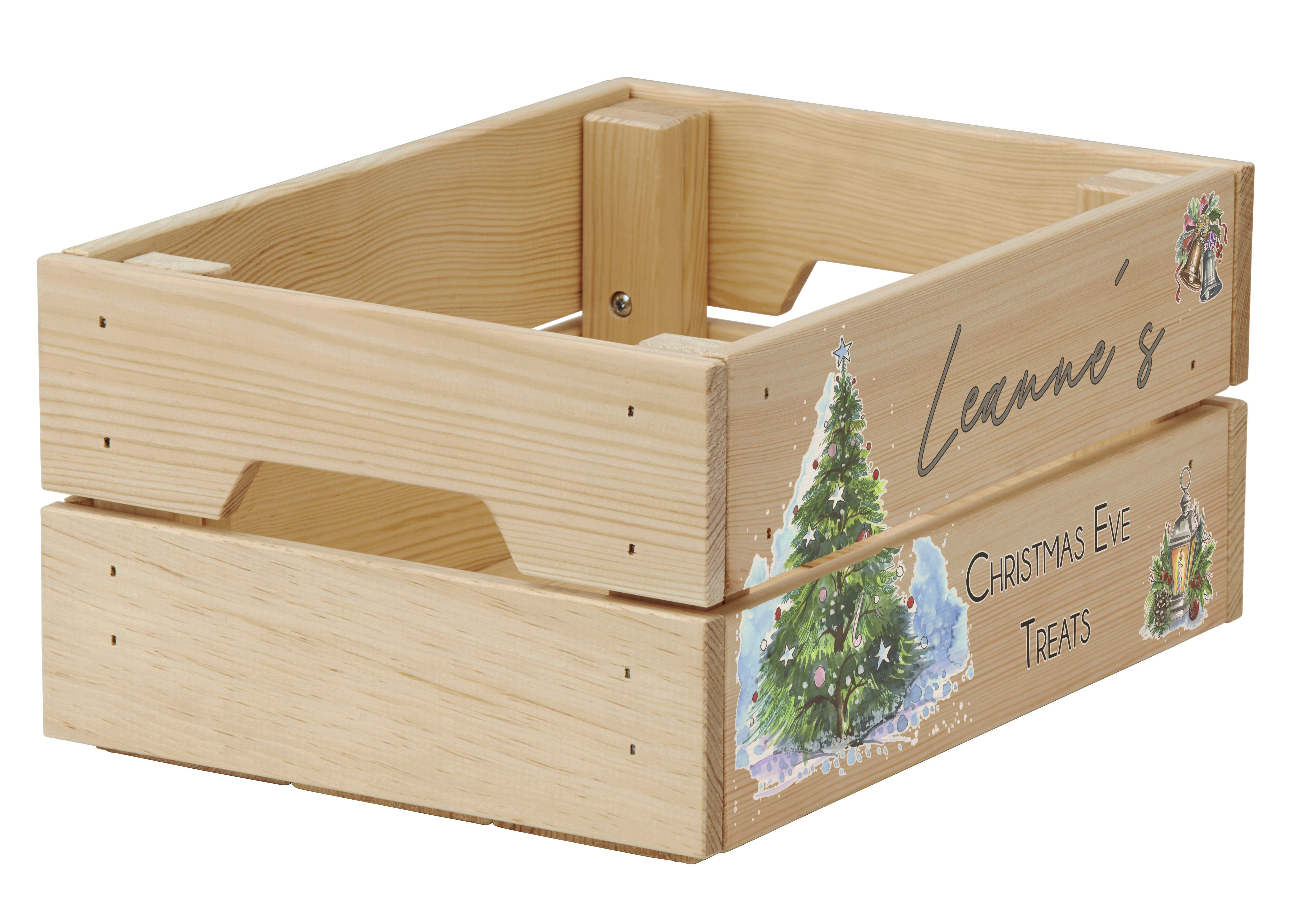 Watercolour Christmas Tree Wooden Personalised Crate