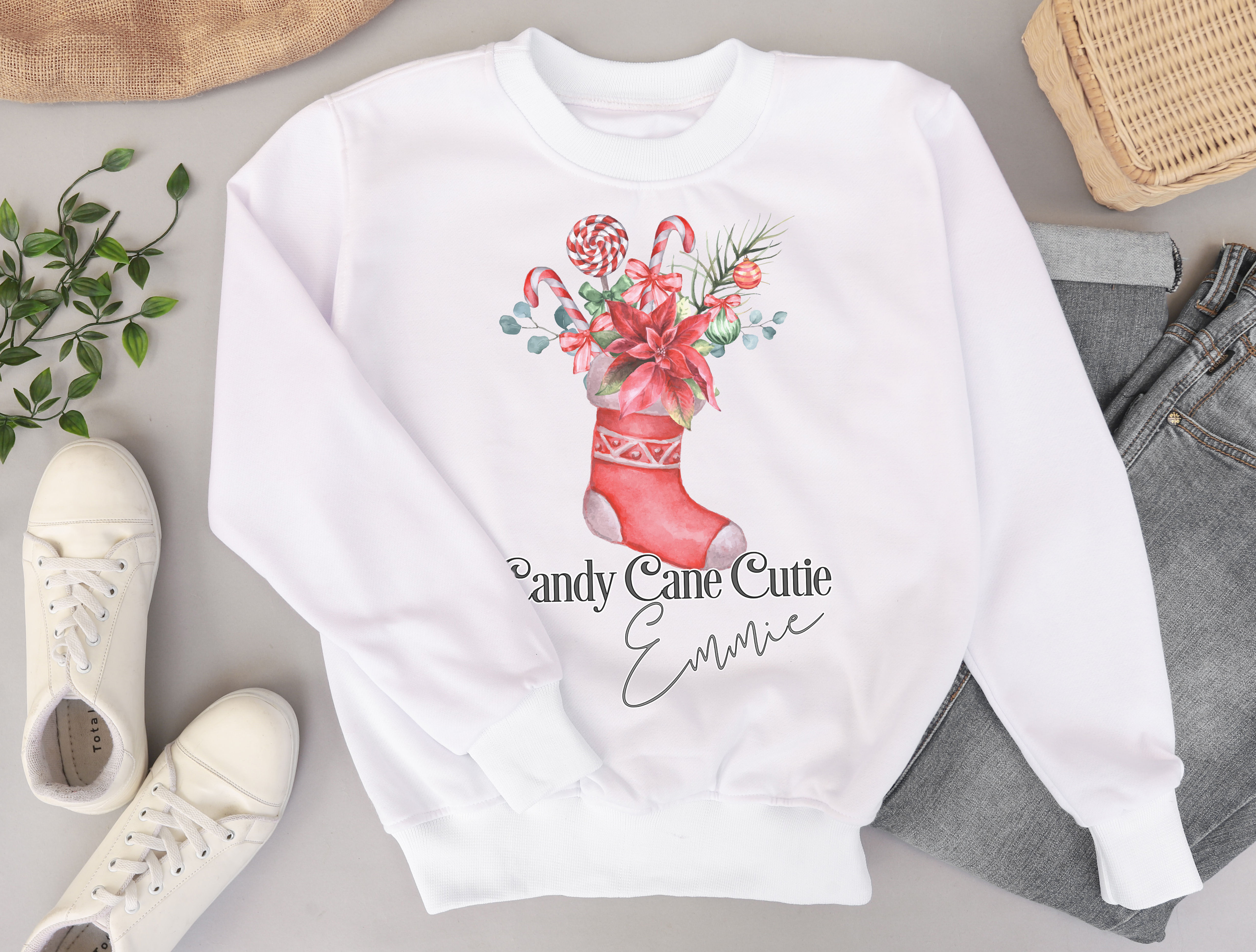 Personalised Candy Cane Cutie Kids Christmas Jumper